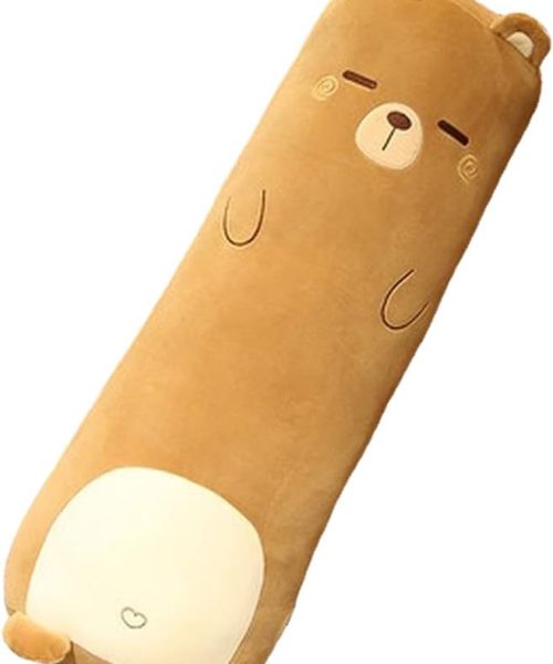 Long Plush Cute Body Pillows 27" Cuddle Stuffed Animal Shaped Bed Body Pillows Soft Cotton Plushies Doll Toy Gifts for Boys Girls Kids Adults (Bear, 27 Inch)
