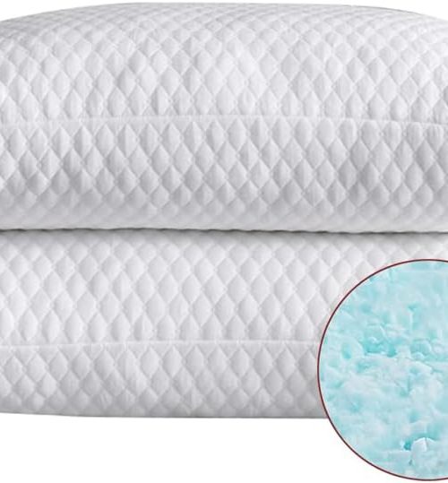 2 Pillows, Shredded Memory Foam Bed Pillows for Sleeping, with Washable Removable Cooling Hypoallergenic Sleep Pillow for Back and Side Sleeper,  (2-Pack)