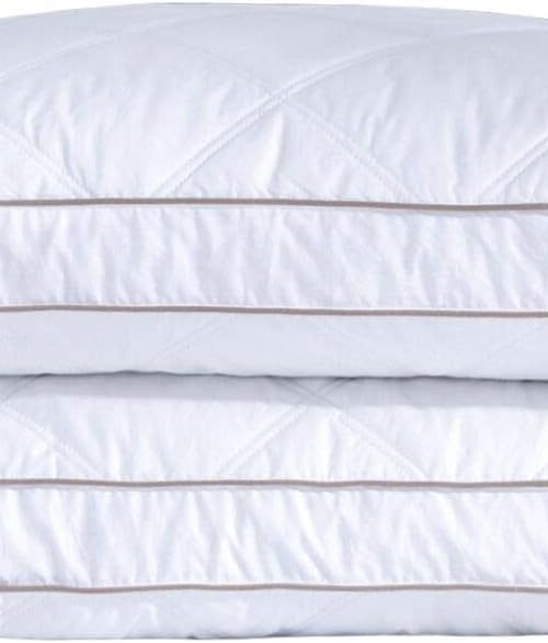 Goose Feathers and Down Pillow for Sleeping Gusseted Bed Hotel Collection Pillows, Standard, Set of 2
