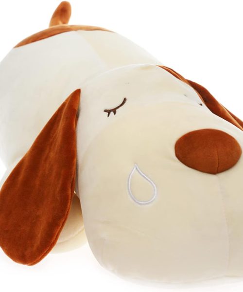 Dog Plush Pillow, Soft Stuffed Animals Toy Dog Plushie Body Pillow Gifts for Kids Girls Boys (Brown, 17.7 inch)