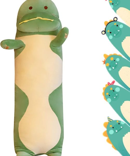 29.53'' Dinosaur Plush Pillow Toy Dinosaur Stuffed Animal Sleeping Pillow Cute Cartoon Soft Long Body Pillow Gift for Kids (Green)
