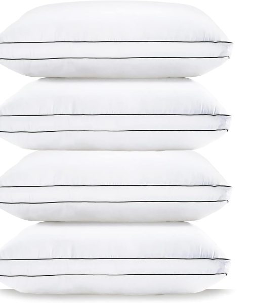 Pillows Standard Size Set of 4 (20"x26") - Soft Gusseted Bed Pillow for Back, Stomach or Side Sleepers - Hotel Quality Down Alternative Standard Pillows Pack of 4 - White