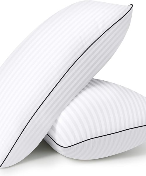 Bed Pillows King Size Set of 2, Soft and Supportive with Down Alternative Microfiber Filled Pillows for Stomach or Side Sleepers, , Cooling Supportive Pillow White