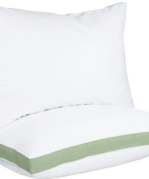 Bed Pillows for Sleeping Queen Size (Sage Green), Set of 2, Cooling Hotel Quality, Gusseted Pillow for Back, Stomach or Side Sleepers