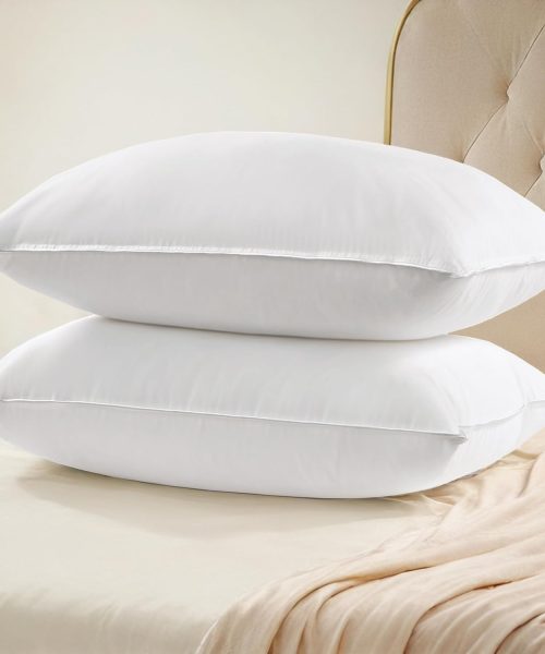 Ultra Soft  Luxury Bed Pillows - 100% Cotton Cover Standard Size Set of 2 Down Alternative Pillow Bedding Fluffy Pillow for Back, Stomach or Side Sleepers