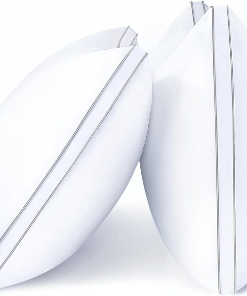 Pillows  Size Set of 2, Hotel Quality, Down Alternative Gusseted Bed Pillows for Side, Back, or Stomach Sleepers, White