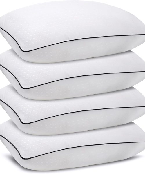 Standard Size Sleeping Bed Pillow 4-Pack, Luxury Hotel Pillow, Comfortable Support, Machine Washable, Suitable for Stomach, Back and Side Sleepers.