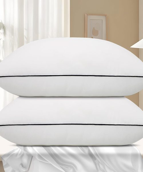 Bed Pillows for Sleeping 2 Pack Standard Size Cooling Pillows Set of 2 for Back, Stomach or Side Sleepers, Super Soft Down Alternative Microfiber Filled Pillows