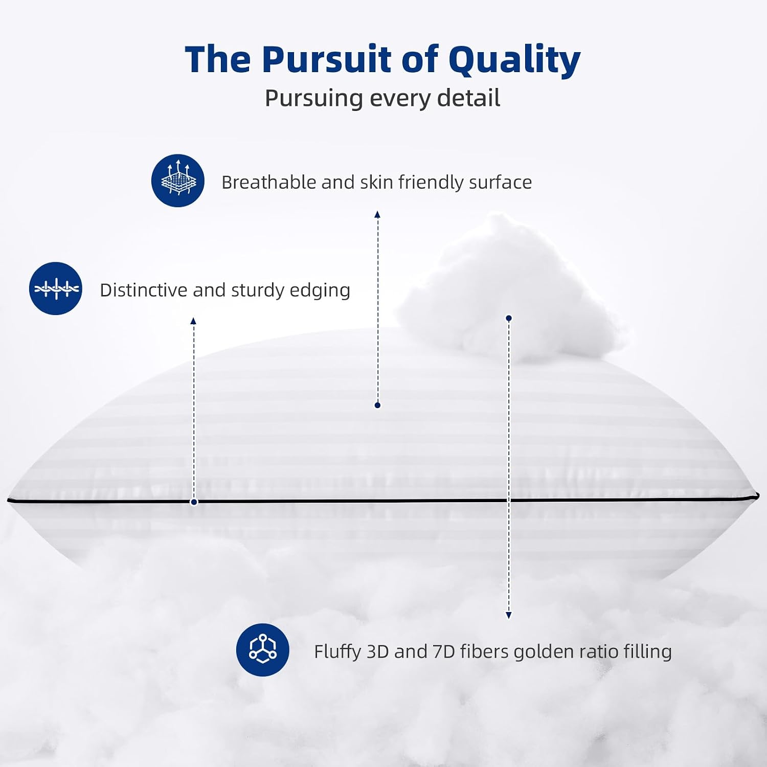 Bed Pillows King Size Set of 2, Soft and Supportive with Down Alternative Microfiber Filled Pillows for Stomach or Side Sleepers, , Cooling Supportive Pillow White - Image 2