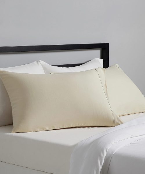 Standard Pillow Cases Set of 2 - Lightweight, Super Soft Easy Care Microfiber, Beige, 30" L x 20" W, Pillows Not Included