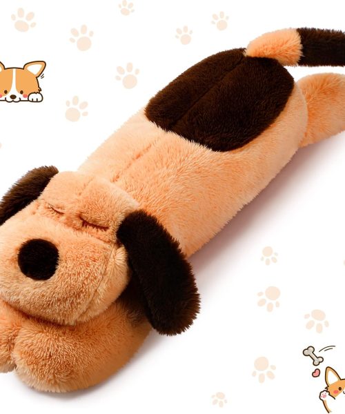 Dog Body Pillow Stuffed Animals Plush Long Body Pillow for Dogs Large Sleeping Hugging Puppy Cushion Birthday Gifts for Kids Girlfriend(23.6 Inch,Brown)