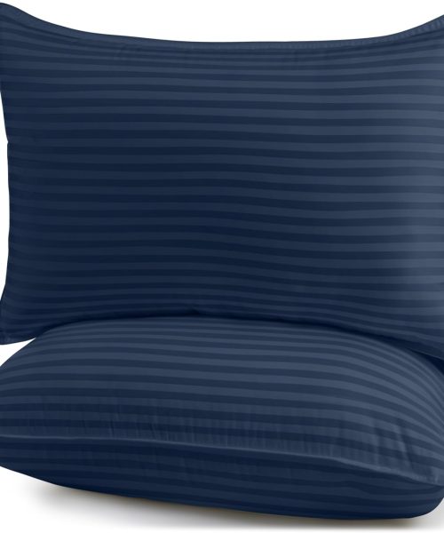 Bed Pillows for Sleeping Queen Size, 1000 Grams Filled Hotel Quality Cooling Pillows for Side, Back or Stomach Sleepers (Navy, Set of 2)