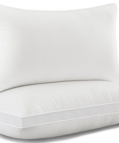 Hotel Bed Pillows for Sleeping  Size Set of 2, Down Alternative Gusseted Pillow with Cooling Side Air Mesh Design for Back, Stomach or Side Sleepers