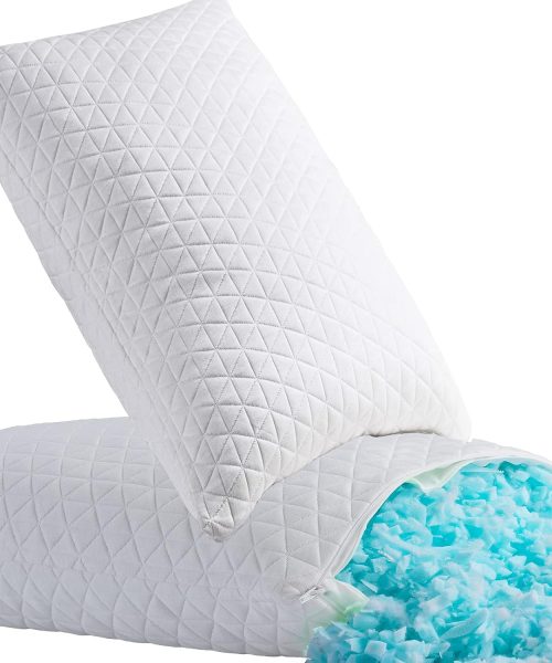 Shredded Memory Foam Pillows for Sleeping,Bed Pillows  Size Set of 2 Pack Cooling Adjustable,Good for Side and Back Sleeper with Washable Removable Cover