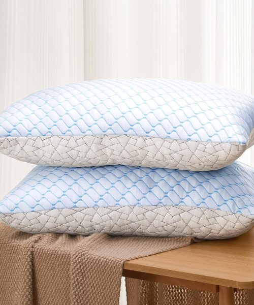 Pillows Queen Size Set of 2, Shredded Memory Foam Pillows, Cooling Foam Pillows for Sleeping, Soft Bed Pillow Queen Size with Adjustable Foam for Side, Back and Stomach Sleepers(Queen)
